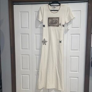 Nina Piccalino Cream Flutter Sleeve Maxi Dress